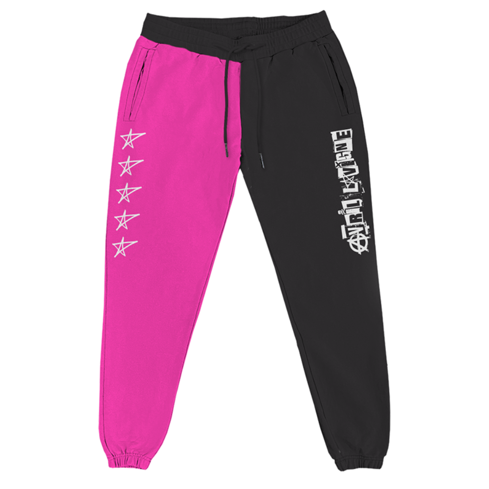 Pink + Black Split Joggers Front