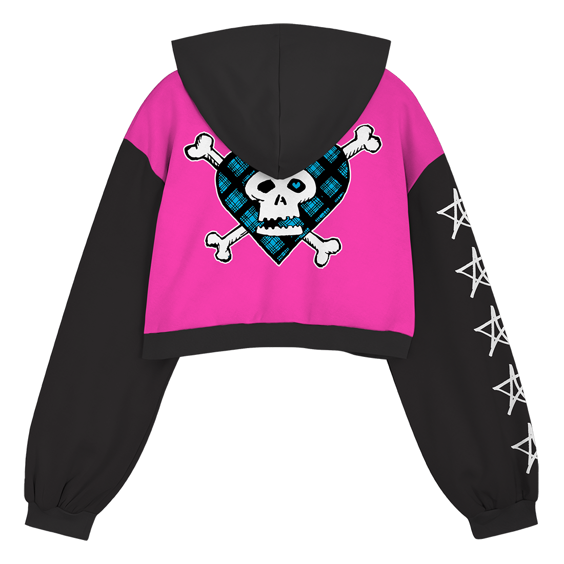 Pink + Black Cropped Zip Hoodie Back