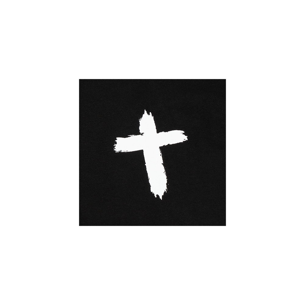 White Cross Unisex Longsleeve T-Shirt Detail