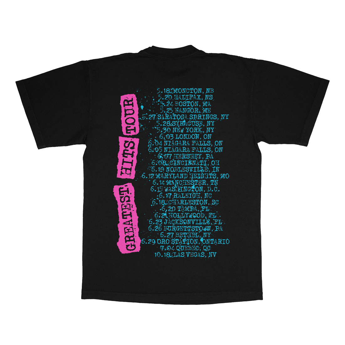 Greatest Hits Tour 2025 Dateback T-Shirt Back